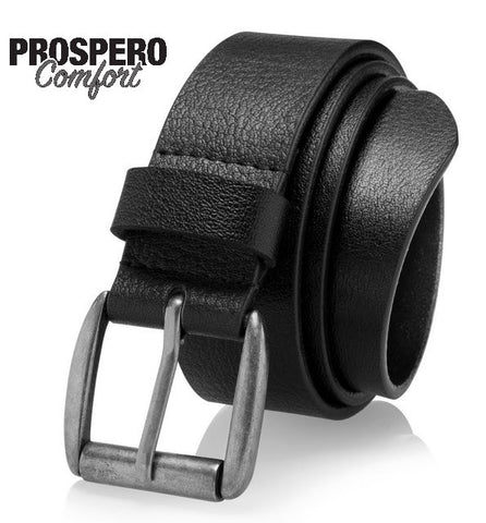 Prospero Comfort Men's Casual Jean Belt, Super Soft Full Grain Leather, Black, Brown, Tan