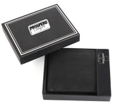 Men's Genuine Leather Wallet Top Grain Leather 2-in-1 with Flip Out Removable ID Pocket Passcase and Gift Box