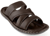 Prospero Comfort Menâ€™s Open Toe Sandals Top Grain Leather Soft Cushion Footbed Twisted Design Black Brown Tan Sizes 7-13