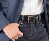 Men's Casual Jean Belt Soft Top Grain Leather Roller Buckle 38MM Black Brown Tan