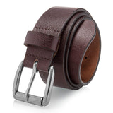 Men's Casual Jean Belt Soft Top Grain Leather Roller Buckle 38MM Black Brown Tan