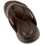 Prospero Comfort Mens Flip Flop Top Grain Leather Soft Cushion Footbed Sandals Black Brown Tan Sizes 7-13
