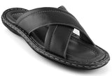 Men’s Open Toe Sandals Top Grain Leather Soft Cushion Footbed Elegant X Design Black Brown Tan Sizes 7-13