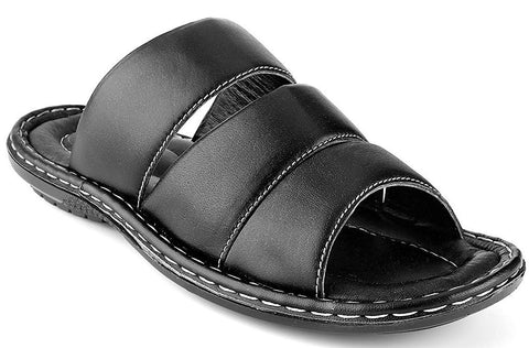 Prospero Comfort Menâ€™s Open Toe Sandals Top Grain Leather Soft Cushion Footbed Stripes Design Black Brown Tan Sizes 7-13