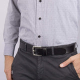 Men's Casual Jean Belt Soft Top Grain Leather Roller Buckle 38MM Black Brown Tan