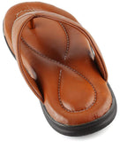 Prospero Comfort Mens Flip Flop Top Grain Leather Soft Cushion Footbed Sandals Black Brown Tan Sizes 7-13